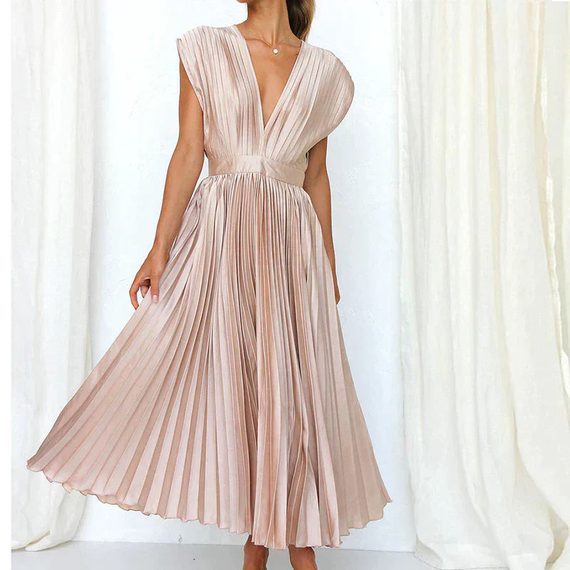 Denise Robe Plissée Femme – Élégance Intemporelle & Texture Sophistiquée, Plusieurs Couleurs