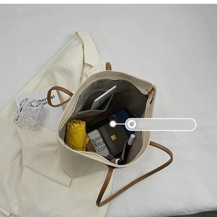 Jivika Geantă de mână pentru femei – Geantă mare de umăr din piele ecologică cu compartiment spațios și buzunare interioare