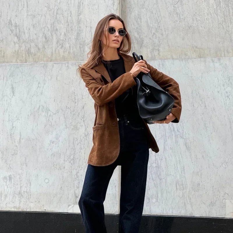 Alana Veste Femme Imitation Suède – Élégante, Polyvalente & Idéale pour Mi-Saison