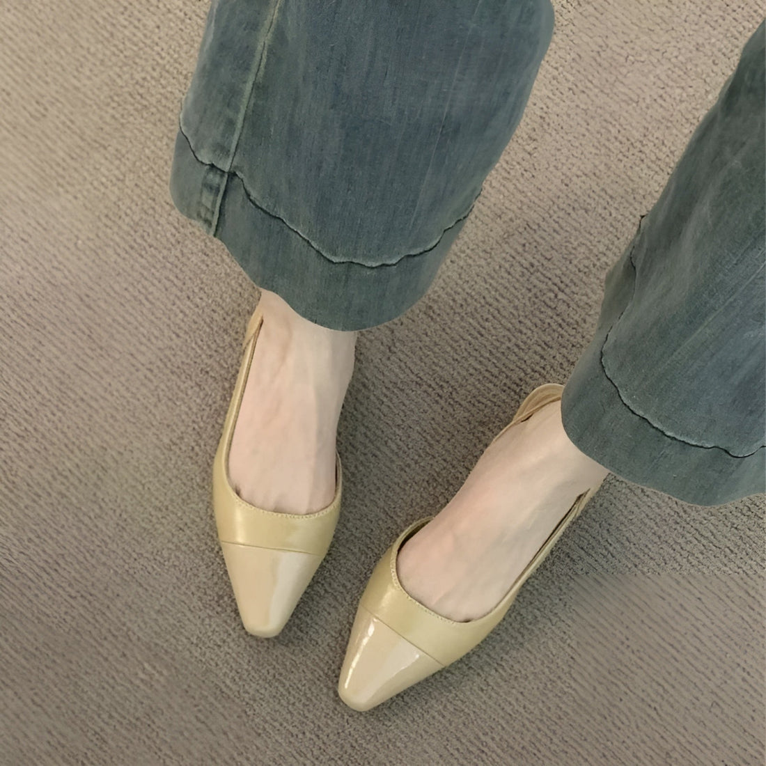 Camille Ballerines Femme – Chaussures Élégantes à Bout Pointu & Talon Carré Confortable