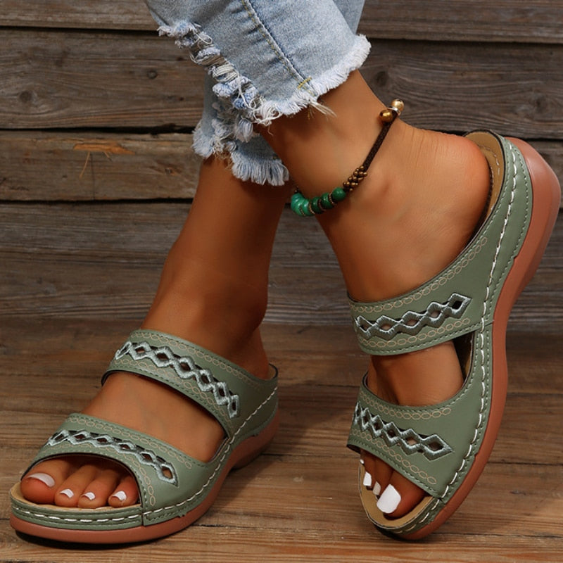 Sandalias de mujeres de Galena - Sandalias ortopédicas de verano con apoyo para tres arcos y diseño transpirable