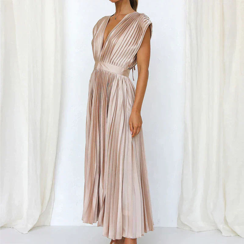 Denise Robe Plissée Femme – Élégance Intemporelle & Texture Sophistiquée, Plusieurs Couleurs