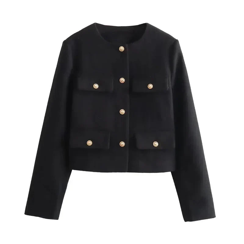 Maisy Manteau Femme – Manteau Classique Élégant avec Boutons Décoratifs Chic