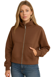 Evangeline Veste Femme Zippée à Col Montant – Coupe Courte Moderne & Confort Premium