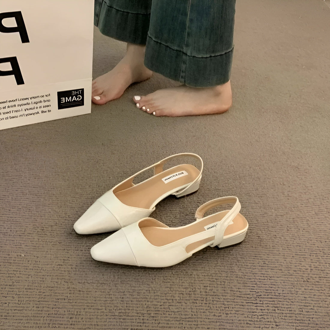 Camille Ballerines Femme – Chaussures Élégantes à Bout Pointu & Talon Carré Confortable