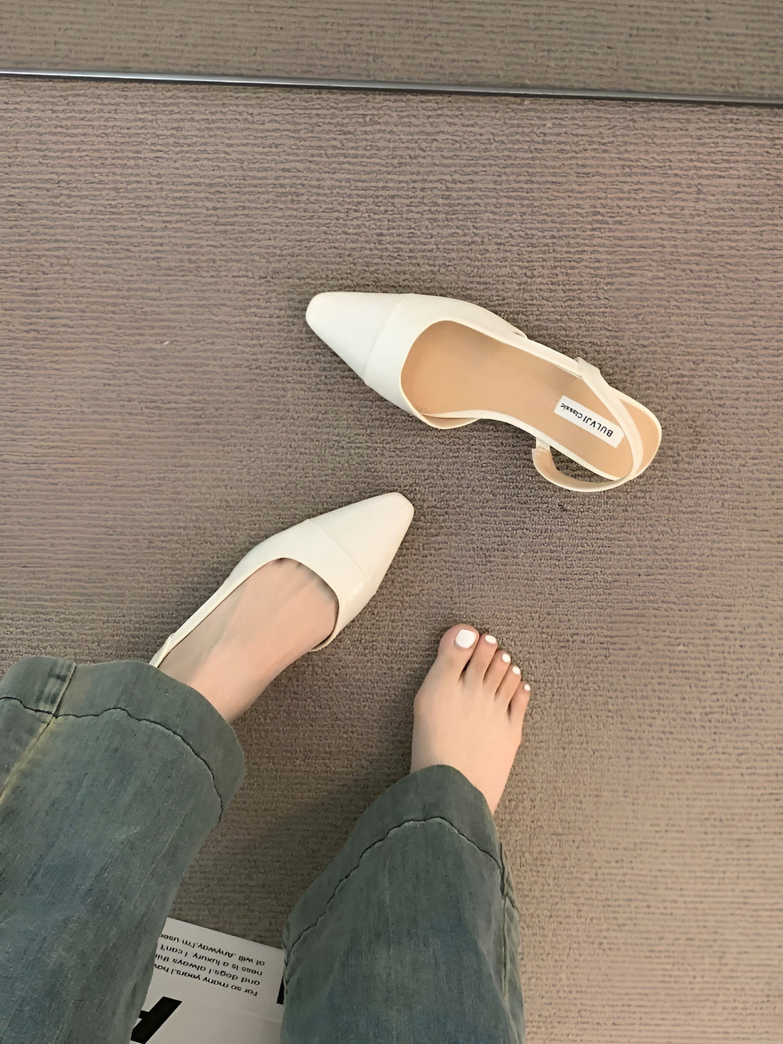 Camille Ballerines Femme – Chaussures Élégantes à Bout Pointu & Talon Carré Confortable