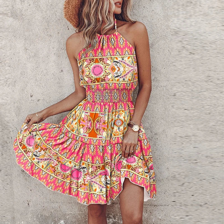 JoCea Short Woman Dress - abito estivo bohémien aereo con stampa colorata e taglio confortevole