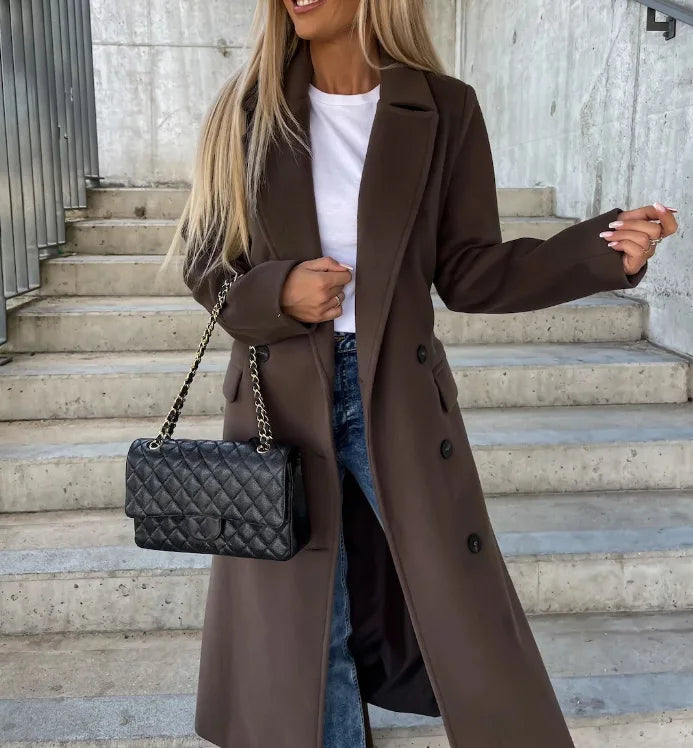 Riana Manteau Long d’Inverno Donna – Caldo Ceinturé con Stile Croisé Classico