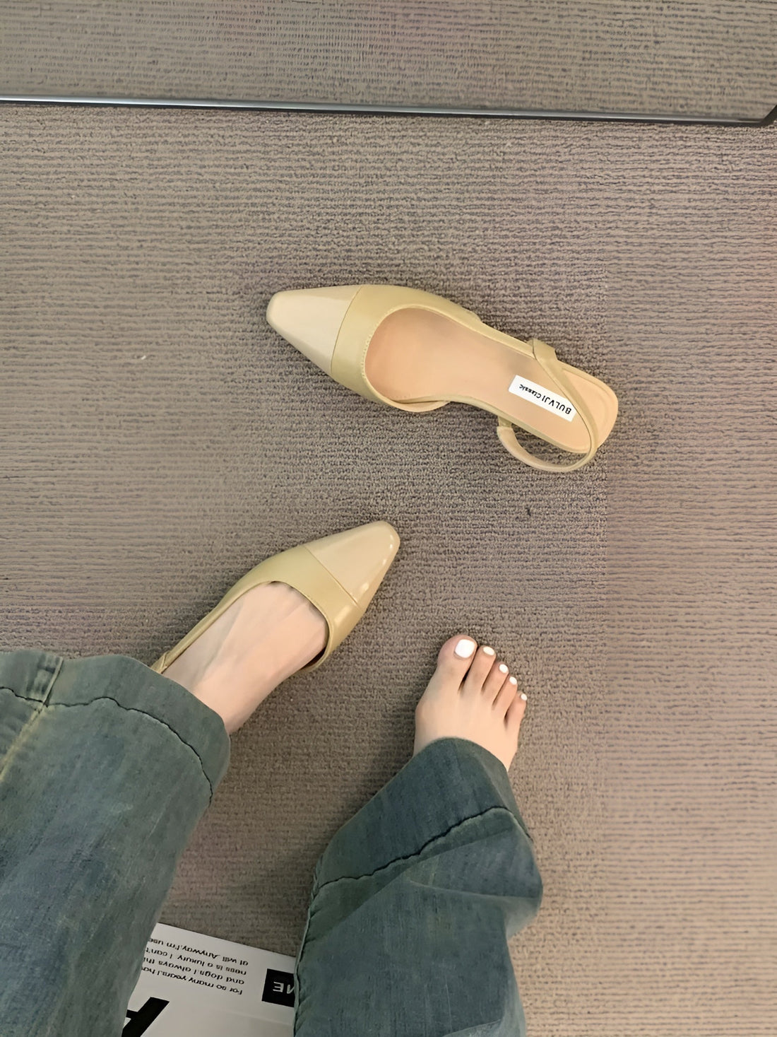 Camille Ballerines Femme – Chaussures Élégantes à Bout Pointu & Talon Carré Confortable