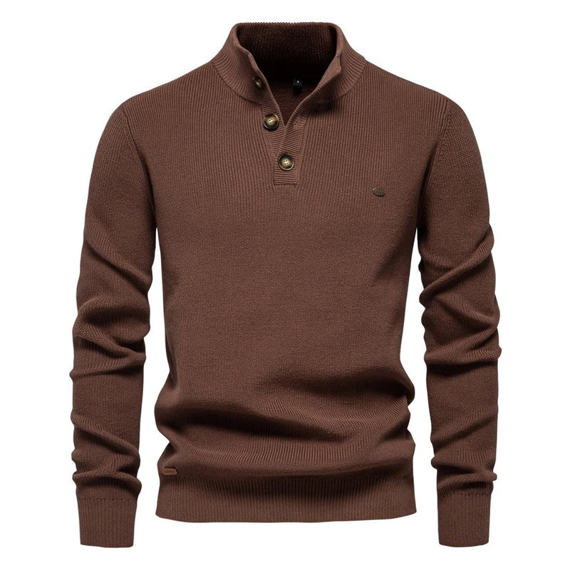 Jersey Julian para Hombre con Cuello Simulado y Botones – Punto Acanalado, Corte Regular y Estilo Elegante
