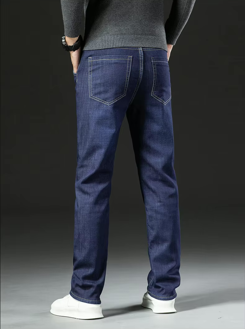 René Jean Pánské Zateplené Kalhoty – Slim Fit Teplé Džínové Kalhoty na Zimu