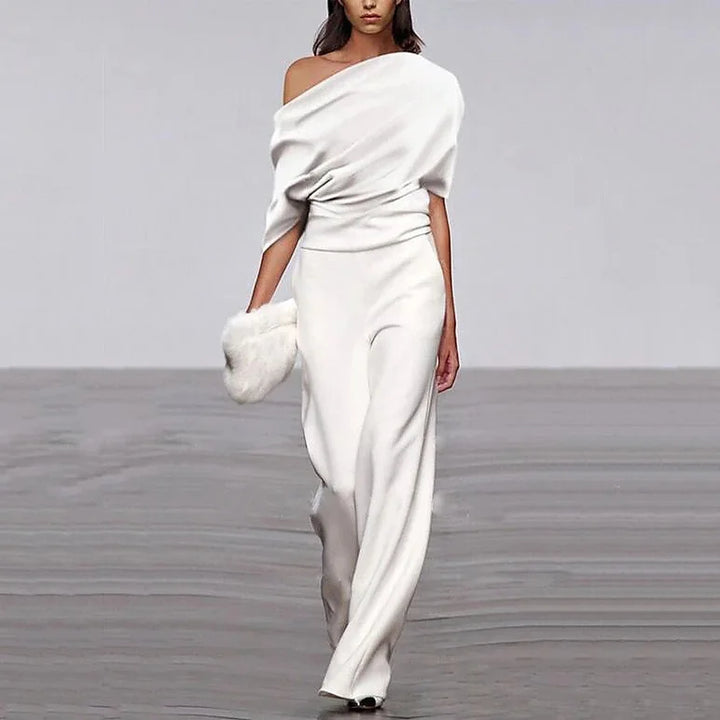 Élodie Combinaison Printemps Femme – Décolleté à Boutonnage Simple & Coupe Tailleur Chic