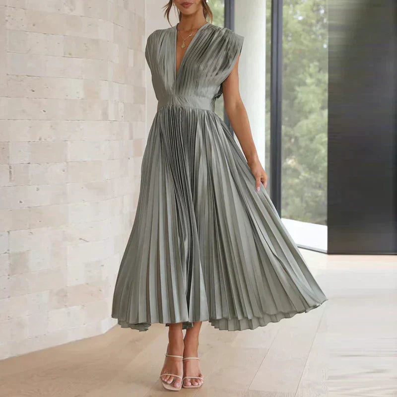Denise Robe Plissée Femme – Élégance Intemporelle & Texture Sophistiquée, Plusieurs Couleurs