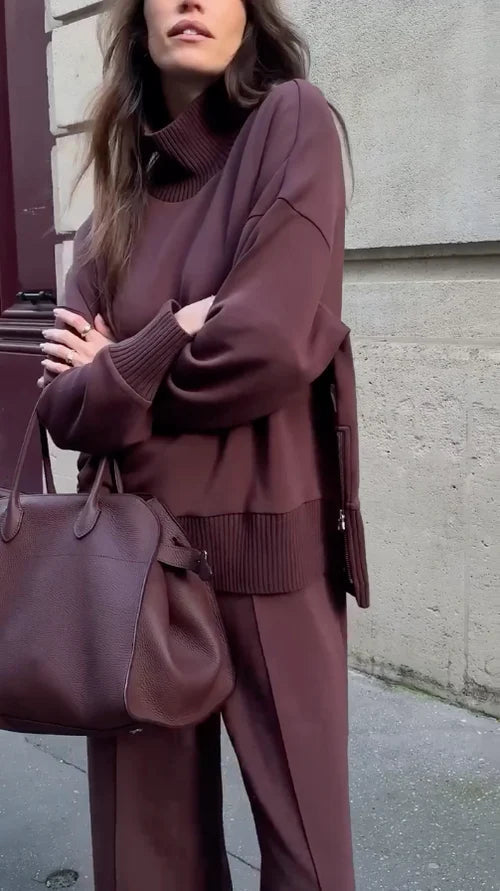 Lindy Ensemble Loungewear Femme Élégant – Sweat Oversize & Pantalon Large Confort Chic