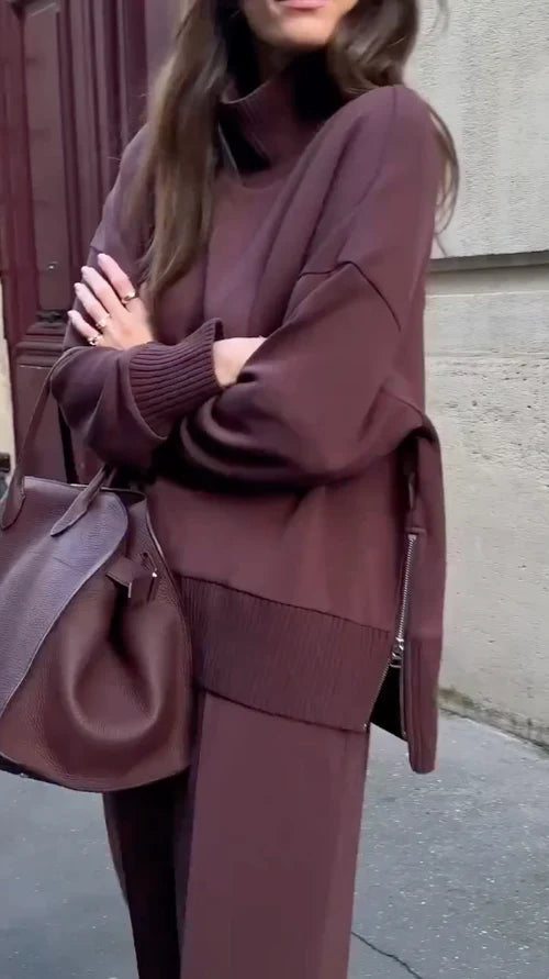 Lindy Ensemble Loungewear Femme Élégant – Sweat Oversize & Pantalon Large Confort Chic