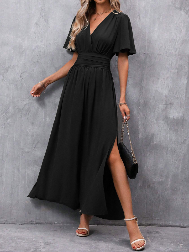 Eliza Robe Longue Femme – Robe Élégante avec Ceinture et Jupe Fluide pour Occasions de Luxe