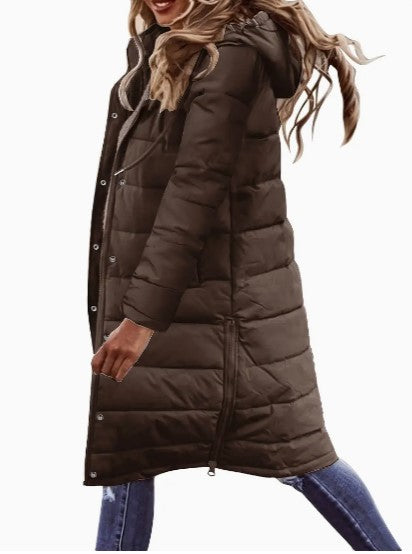 Evie Long Down Jacket Women – Warm Winter Coat with Hood & Slim Lightweight Cut