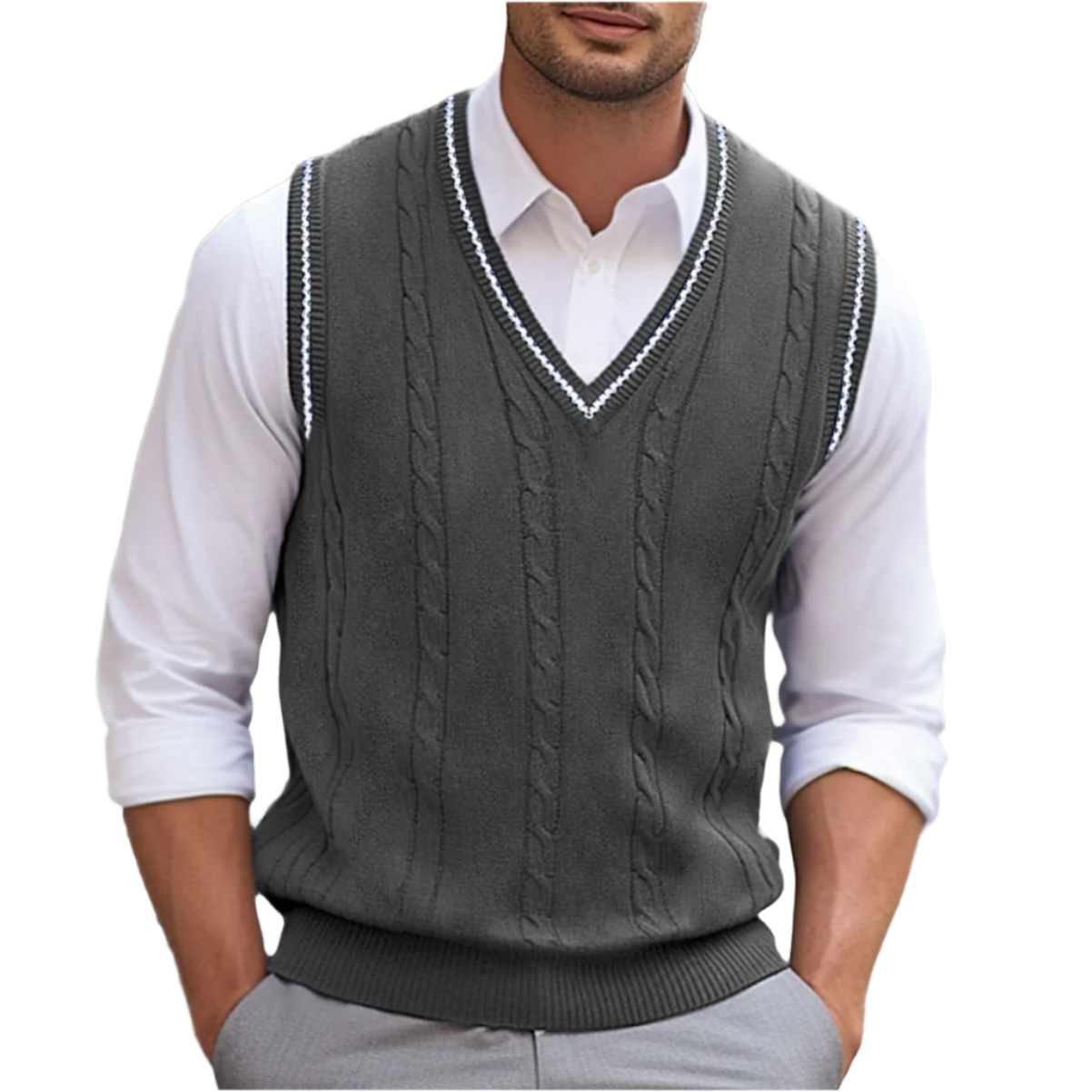 Kyson Men's Sweater – Sleeveless V-Neck Sweater Elegant & Comfortable Modern Style