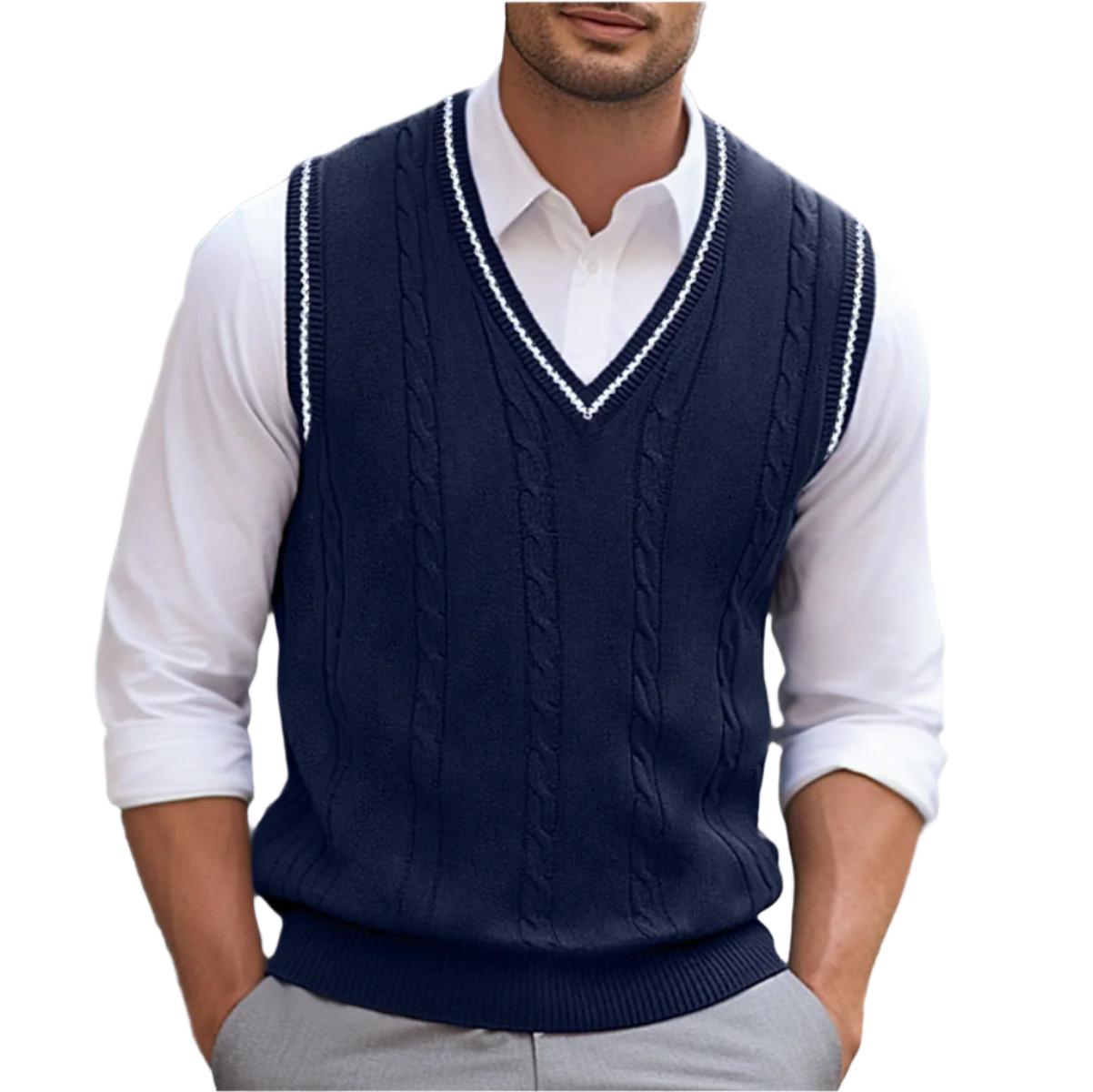 Kyson Men's Sweater – Sleeveless V-Neck Sweater Elegant & Comfortable Modern Style