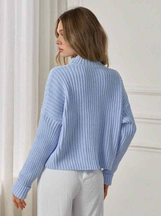Charlie Pull Femme – Pull en Maille Douce à Col Mi-Haut & Coupe Ample pour Automne/Hiver