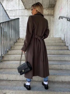 Riana Manteau Long d’Inverno Donna – Caldo Ceinturé con Stile Croisé Classico