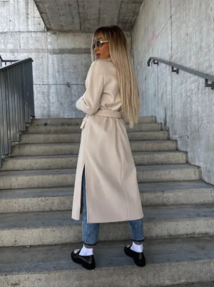 Riana Manteau Long d’Inverno Donna – Caldo Ceinturé con Stile Croisé Classico