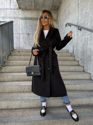 Riana Manteau Long d’Inverno Donna – Caldo Ceinturé con Stile Croisé Classico