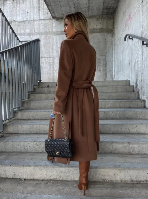 Riana Manteau Largo de Invierno para Mujer – Caliente Ceñido con Estilo Cruzado Clásico