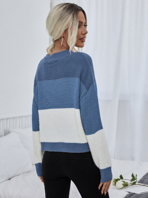 Rebecca Pull Femme – Pull Rayé Oversize en Tricot Doux & Chaud pour l’Automne-Hiver