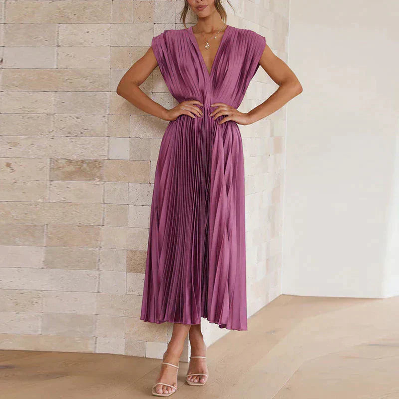 Denise Robe Plissée Femme – Élégance Intemporelle & Texture Sophistiquée, Plusieurs Couleurs