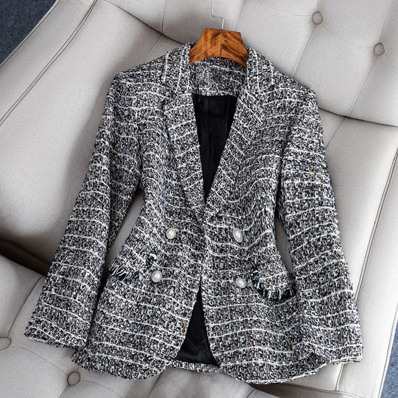 Nataly Blazer Femme – Blazer en Tweed Élégant & Moderne pour un Style Chic Polyvalent