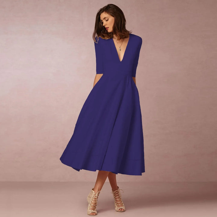 Abito di mezzogiorno delle donne avorio - abito aderente in cotone con taglio elegante