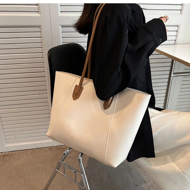 Jivika Geantă de mână pentru femei – Geantă mare de umăr din piele ecologică cu compartiment spațios și buzunare interioare