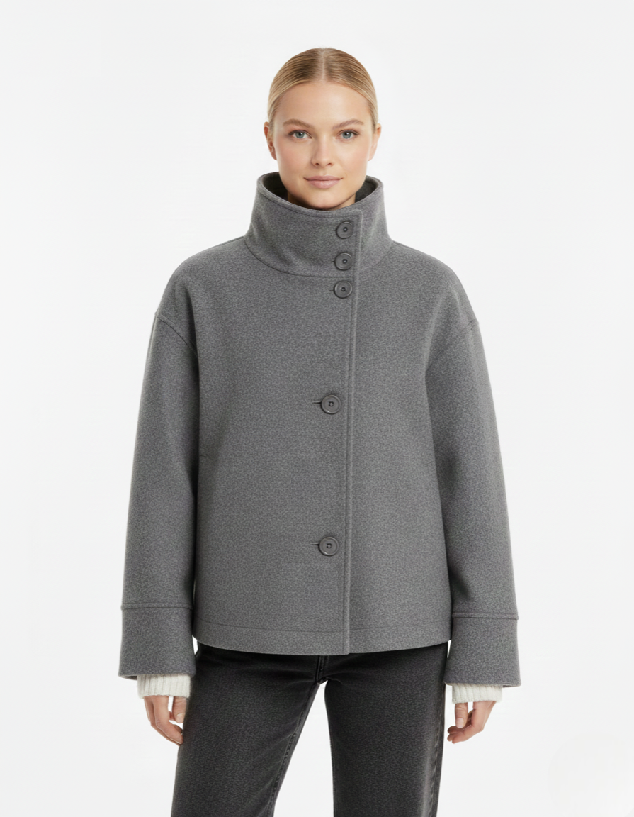 Yara Chaqueta Corta Mujer – Abrigo Elegante con Cuello Alto y Corte Favorecedor