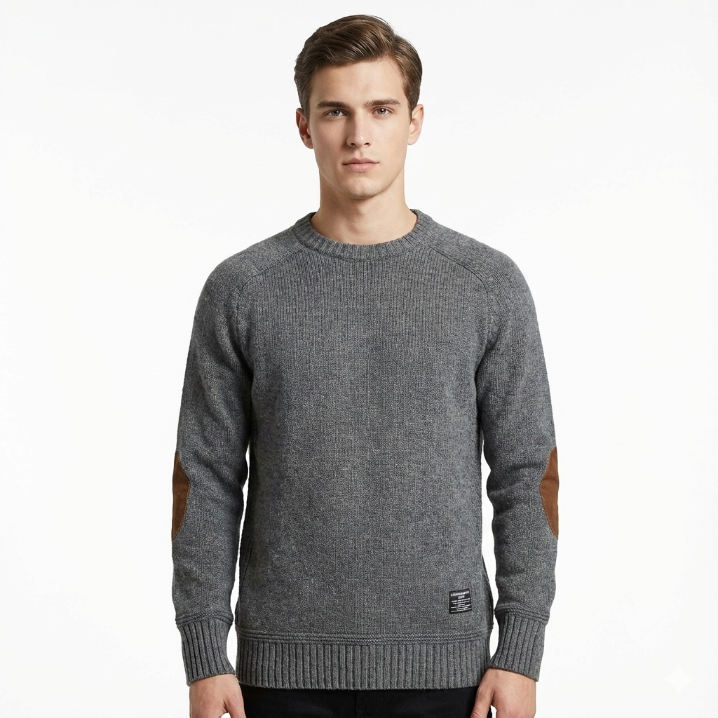 Conrad Maglione Uomo Lavorato a Maglia – Modello Elegante con Gomitiere Taglio Confortevole