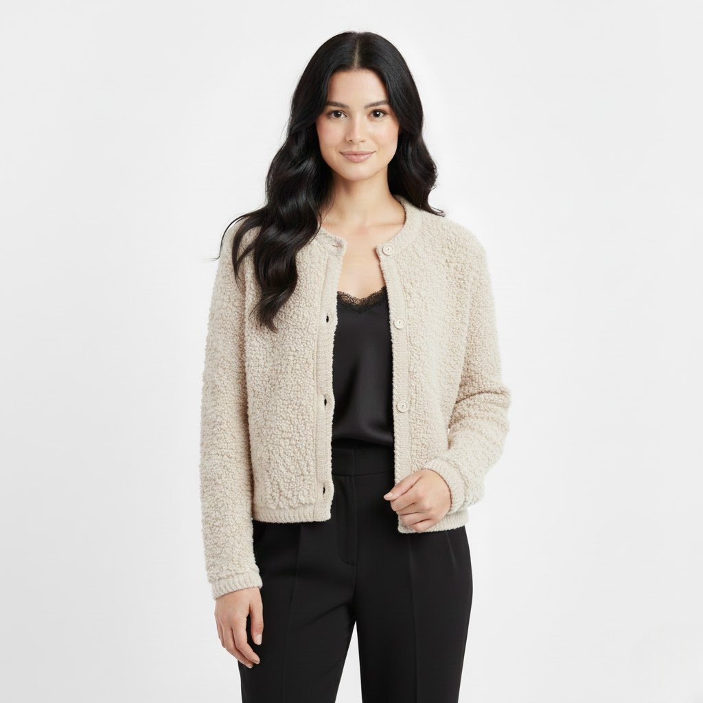 Milda Chaqueta Teddy Mujer – Chaleco Suave Oversize de Piel Sintética con Botones Clásicos