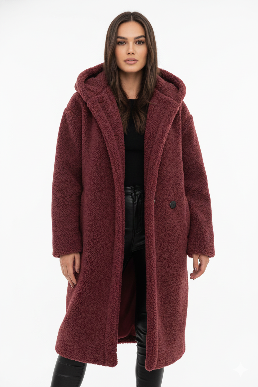 Nelia Teddy-Mantel Damen – Weiche & Warme Oversize-Jacke für Elegante Winterlooks