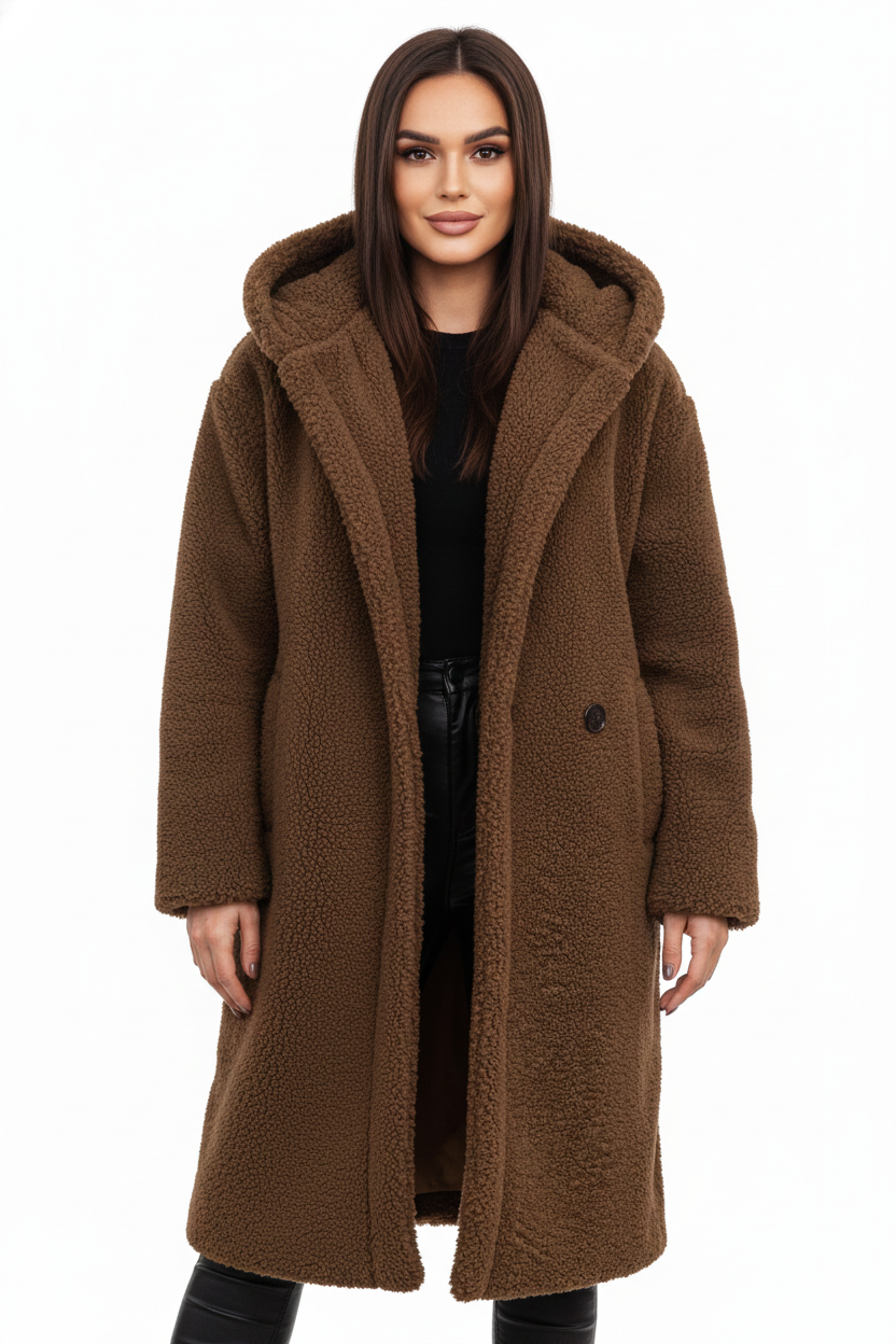 Nelia Teddy-Mantel Damen – Weiche & Warme Oversize-Jacke für Elegante Winterlooks