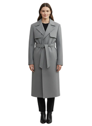 Talitha Long Women's Wool Coat – Elegant Wrap Style with Belt