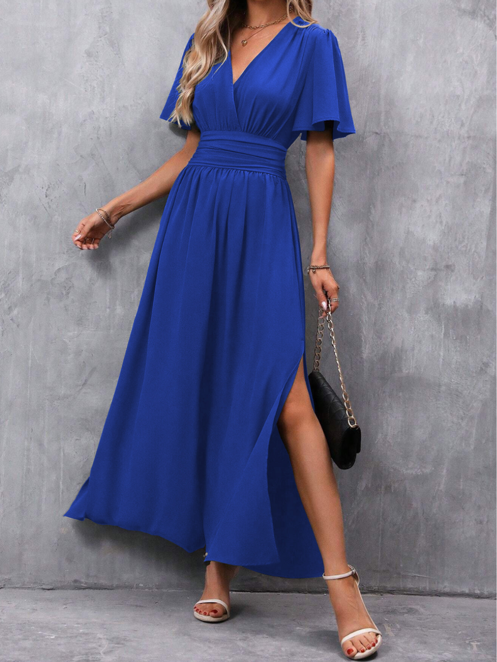 Eliza Robe Longue Femme – Robe Élégante avec Ceinture et Jupe Fluide pour Occasions de Luxe