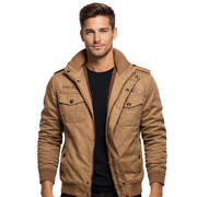 Thom Winterjacke Herren – Warmer Mantel mit Fleece-Futter, Stehkragen und Bequemer Passform