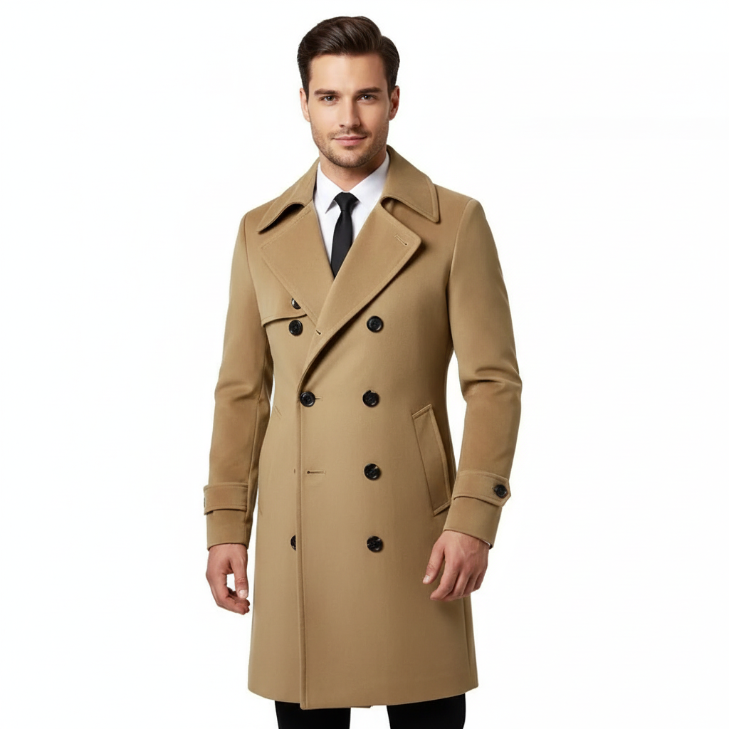 Titus Trench Long Homme Lunero Eindhoven – Trench Britannique Coupe Droite à Double Boutonnage