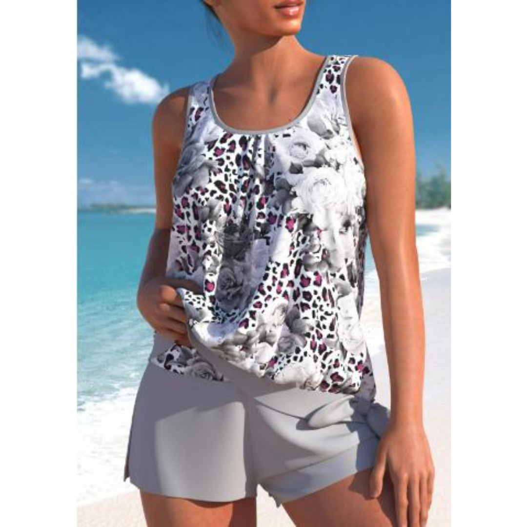 Tankini Femme Adalina – Maillot à Imprimé Fleuri avec Short & Coupe Sans Manches Confortable