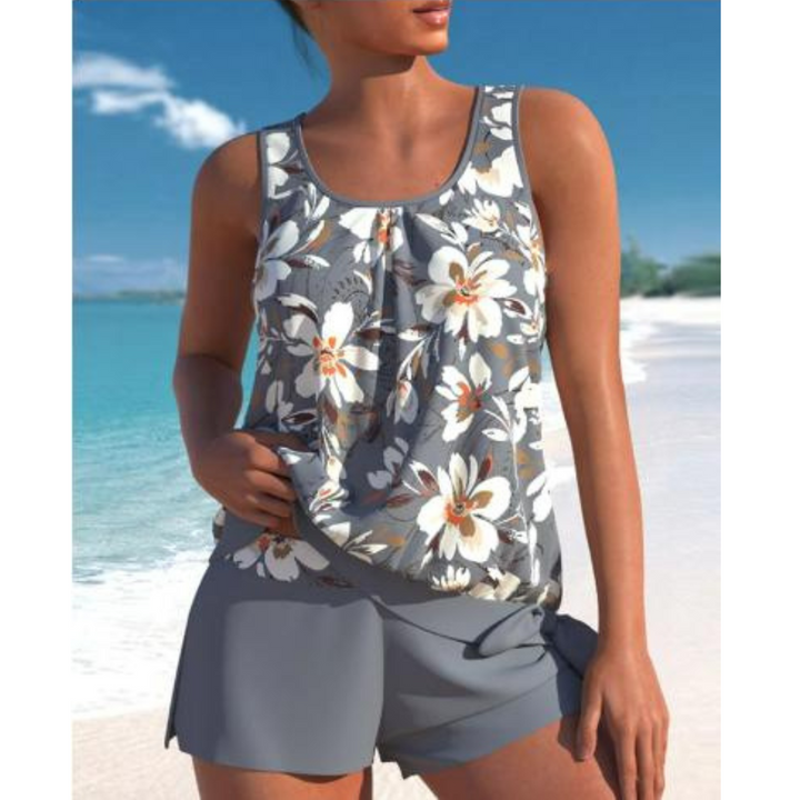 Tankini Femme Adalina – Maillot à Imprimé Fleuri avec Short & Coupe Sans Manches Confortable