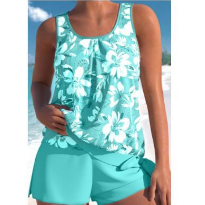 Tankini Femme Adalina – Maillot à Imprimé Fleuri avec Short & Coupe Sans Manches Confortable