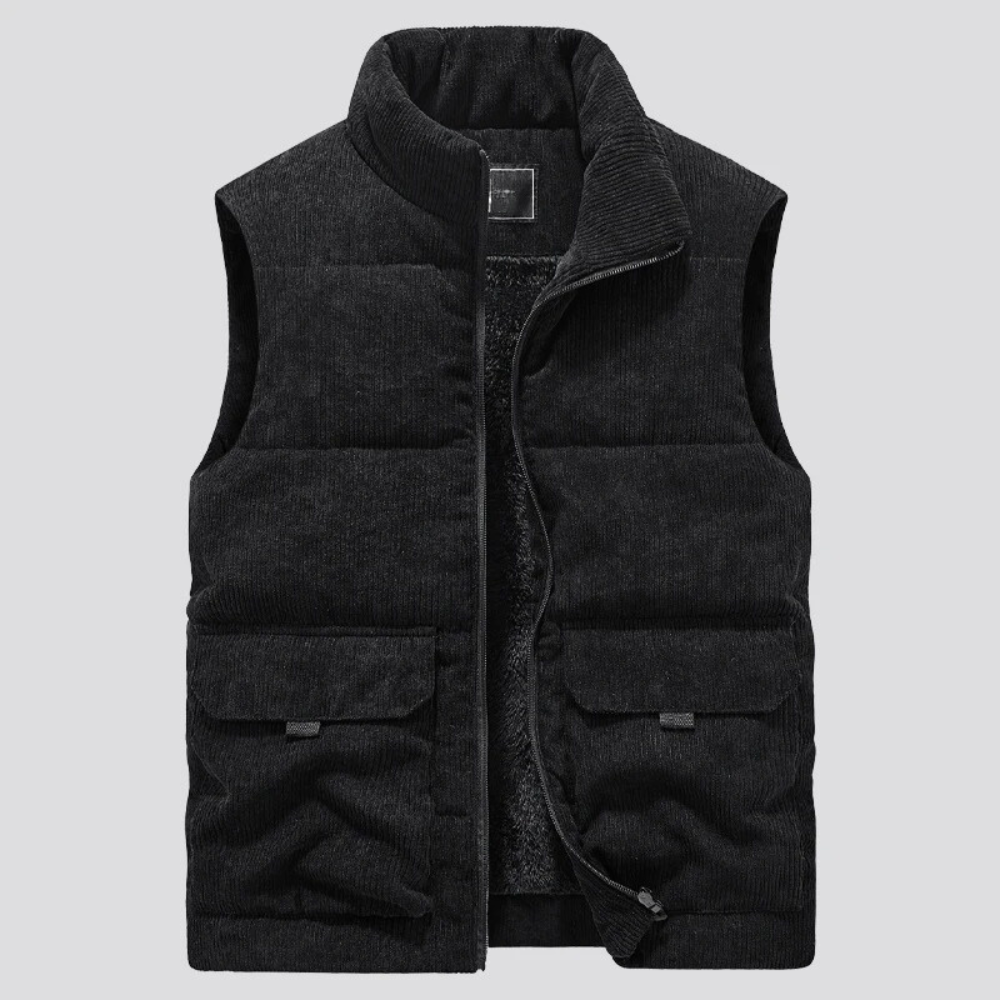 Aiden Gilet Homme en Velours Côtelé – Sans Manches avec Poches Pratiques & Fermeture Zip