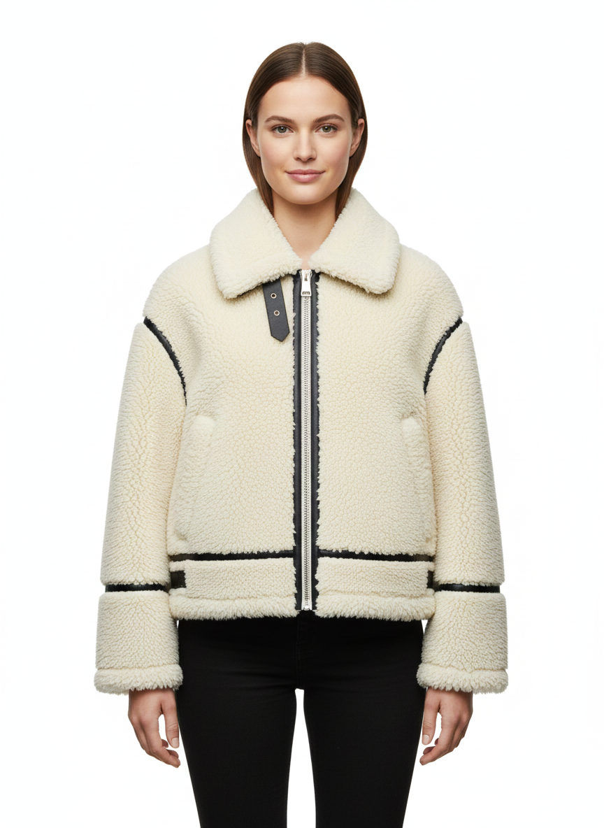 Aurora Teddy Coat for Women – Soft Beige Jacket with Casual Fit & Comfortable Style