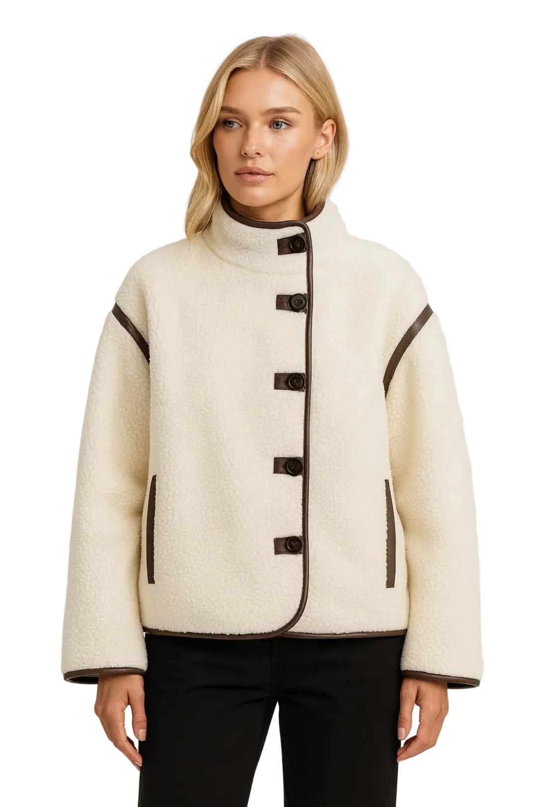 Georgina Soft Winter Jacket for Women – Comfortable Straight Cut & Contrasting Button Closure