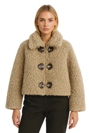 Evadne Kurtka Zimowa Damska Puszysta – Kurtka z Efektem Futra z Ozdobnymi Guzikami