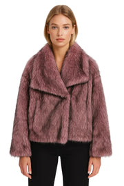 Elah Abrigo de Invierno para Mujer Oversize – Abrigo de Efecto Piel de Lujo con Cuello Ancho